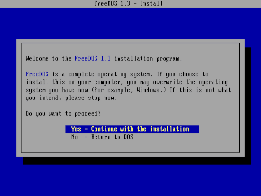 Installazione FreeDOS