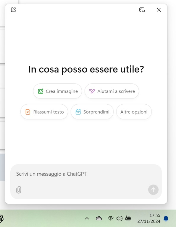 Finestra companion ChatGPT Desktop