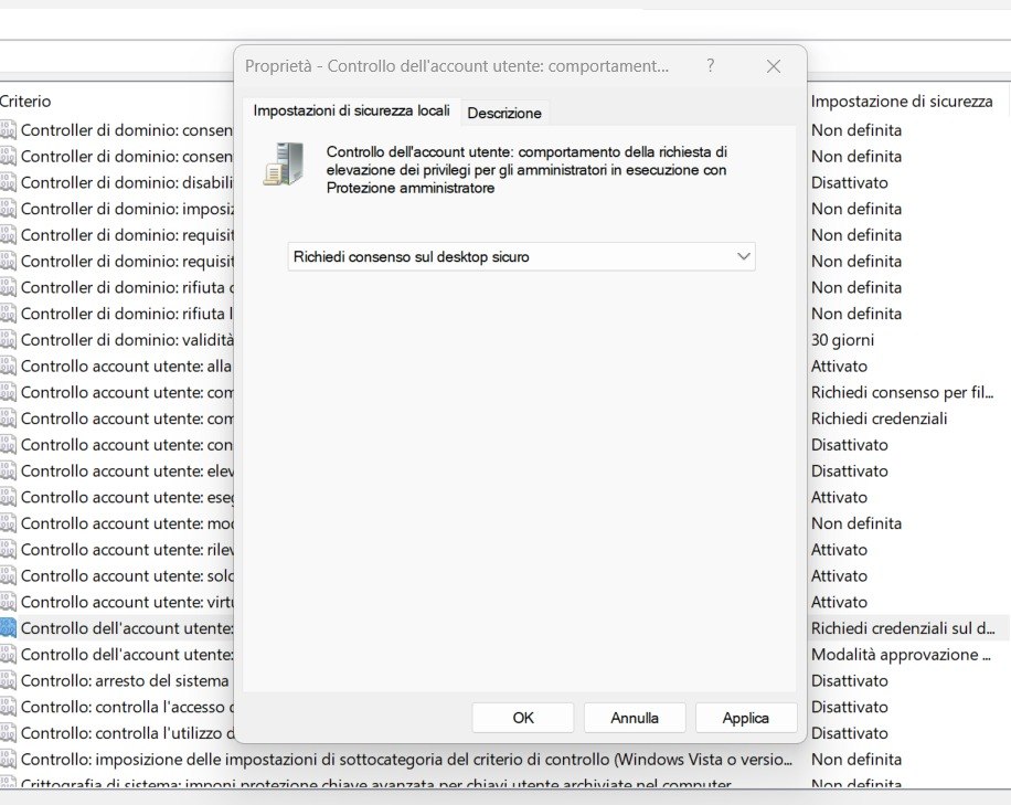 Richiesta conferma consenso elevazione privilegi Windows 11