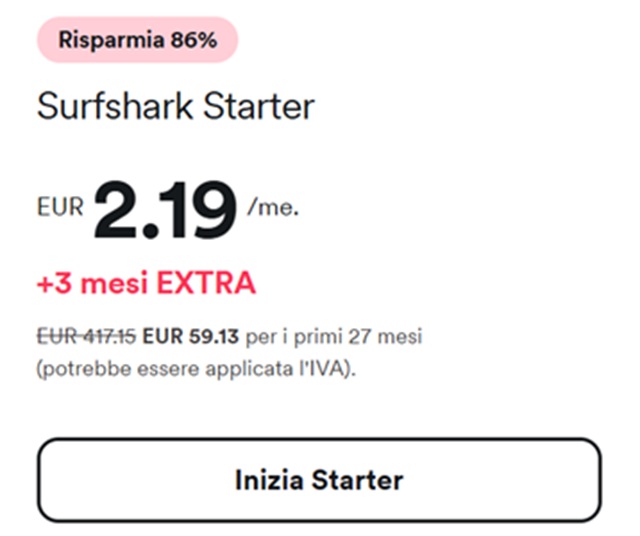 surfshark vpn offerta