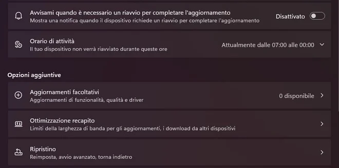 Ore di attività Windows 11