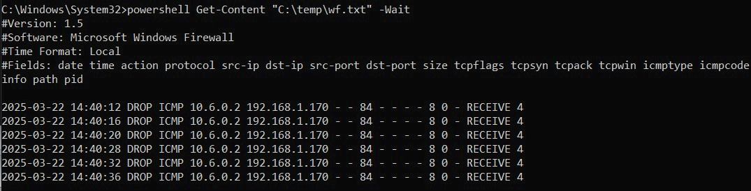 Log connessioni Windows Firewall