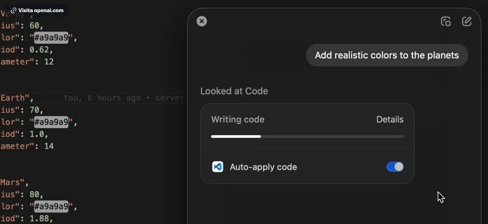 Modifica codice programmazione con ChatGPT Desktop