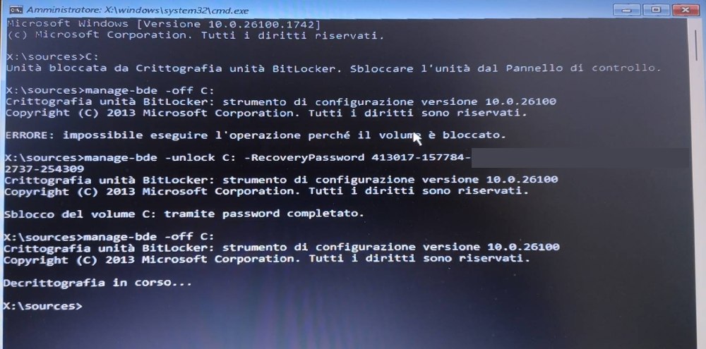 Sbloccare BitLocker con supporto Windows