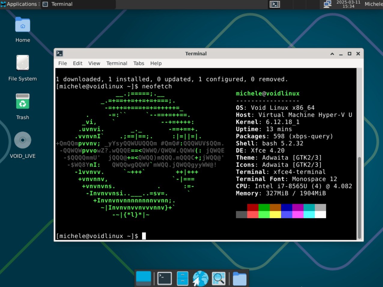 Output comando Neoftech su Void Linux
