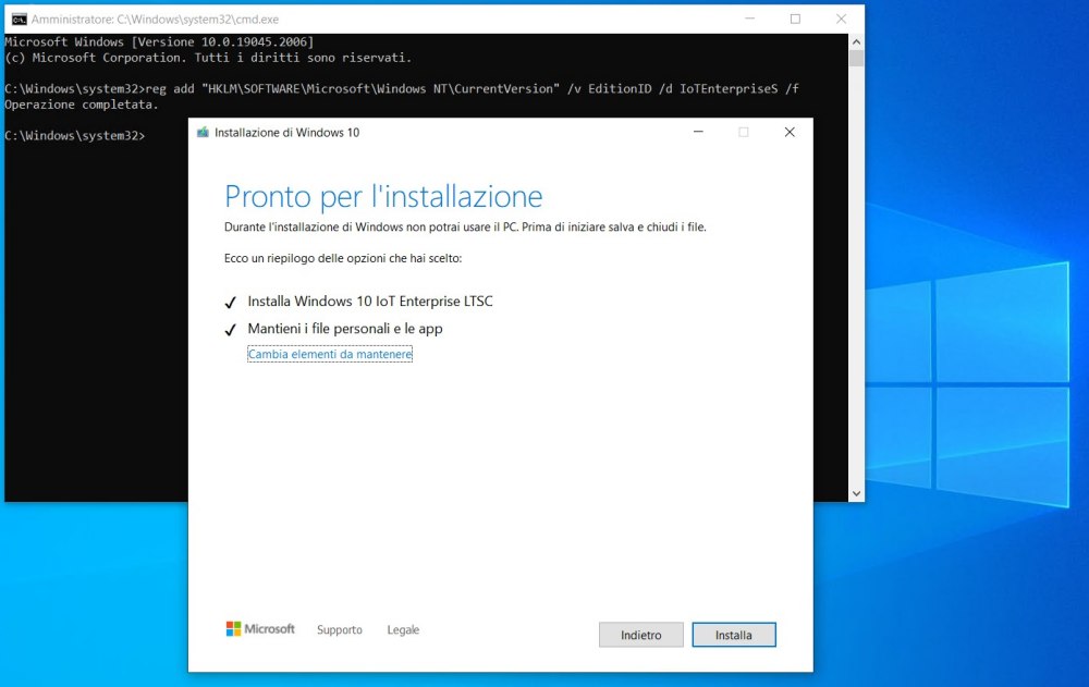 Aggiornamento a Windows 10 Enterprise LTSC
