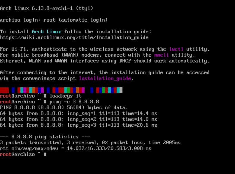 Avvio installazione Arch Linux
