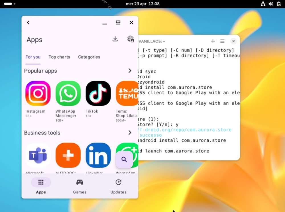 Installazione e avvio Aurora Store su Vanilla OS