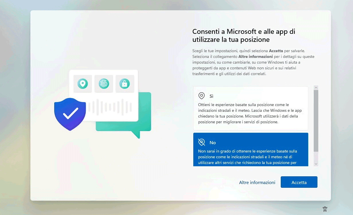 Consensi raccolta dati Windows 11