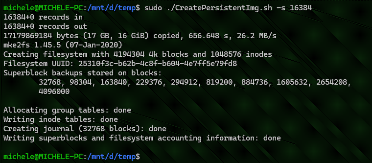 Creazione file persistente per LInux Live USB