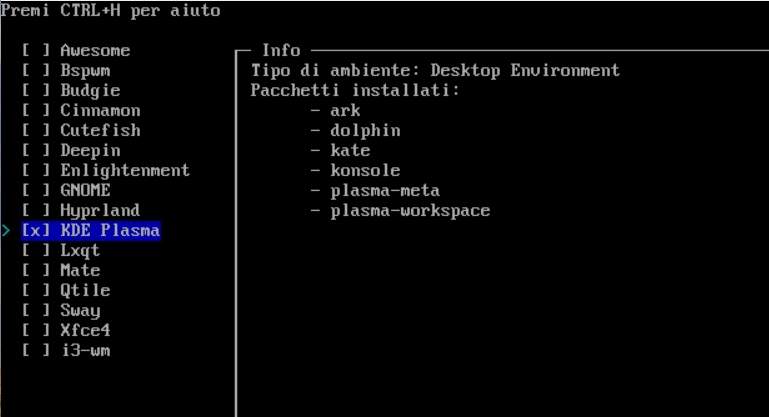 Installazione desktop environment Arch Linux