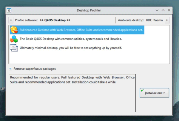 Desktop profiler Q4OS