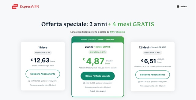 expressvpn offerta 4 mesi gratis