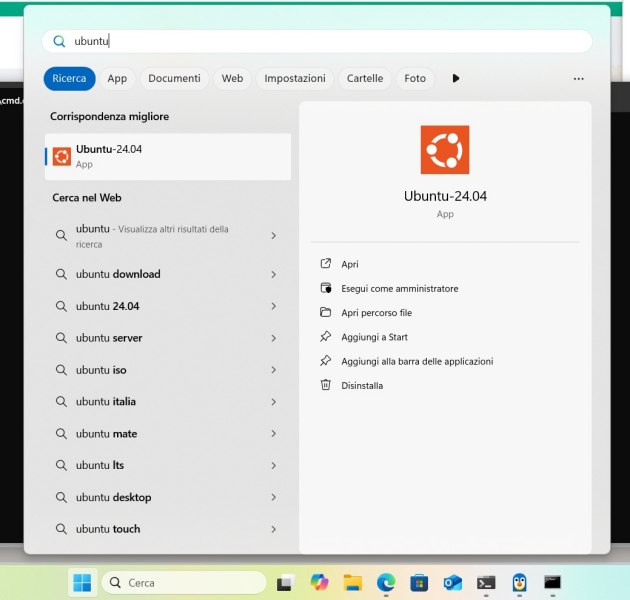 Linux presente in Windows menu Start
