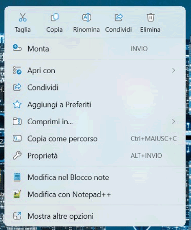 Menu tasto destro Windows 11