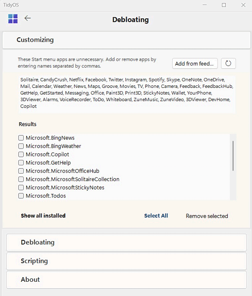 Rimozione app di sistema Windows 11