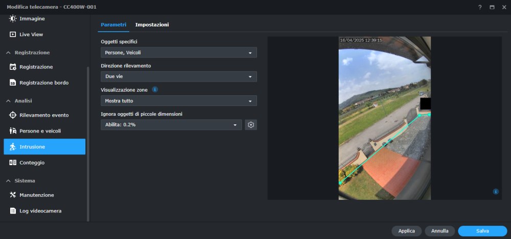 Rilevamento intrusioni telecamera Synology
