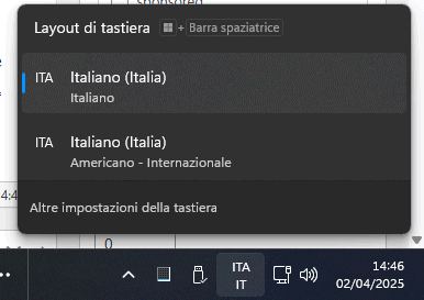 Scelta layout tastiera Windows 11