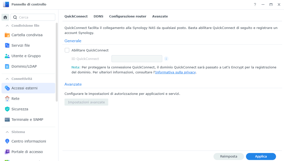Synology QuickConnect, accesso remoto al NAS