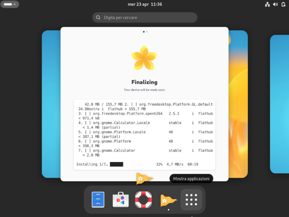 Avvio desktop Vanilla OS