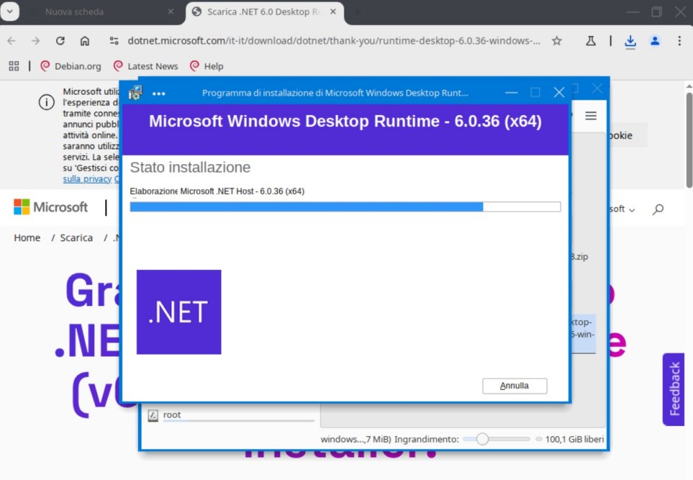 Windows Desktop Runtime su Linux con Wine