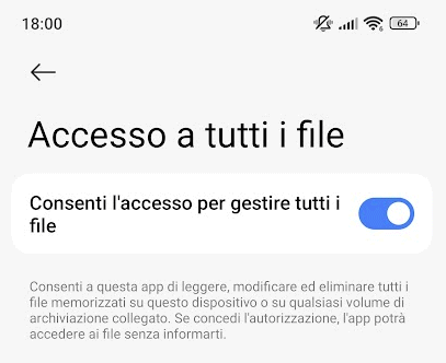 Accesso file system smartphone Android