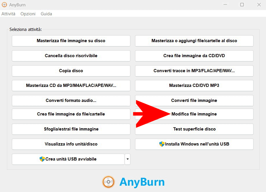 AnyBurn per modificare file ISO Windows 11