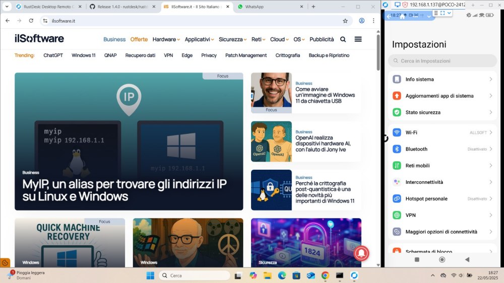 Controllo remoto Android con RustDesk per Windows