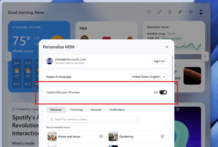 Copilot Widget Windows 11