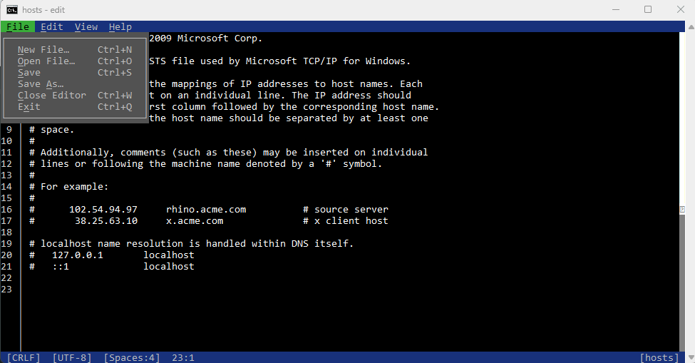 Editor di testo riga di comando Windows 11: Edit