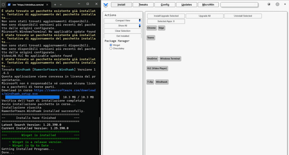 Gestione app Windows con Chris Titus Winutil