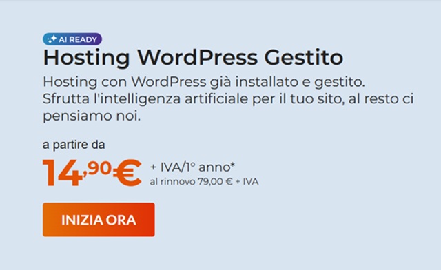 hosting wordpress gestito aruba 14,90 euro
