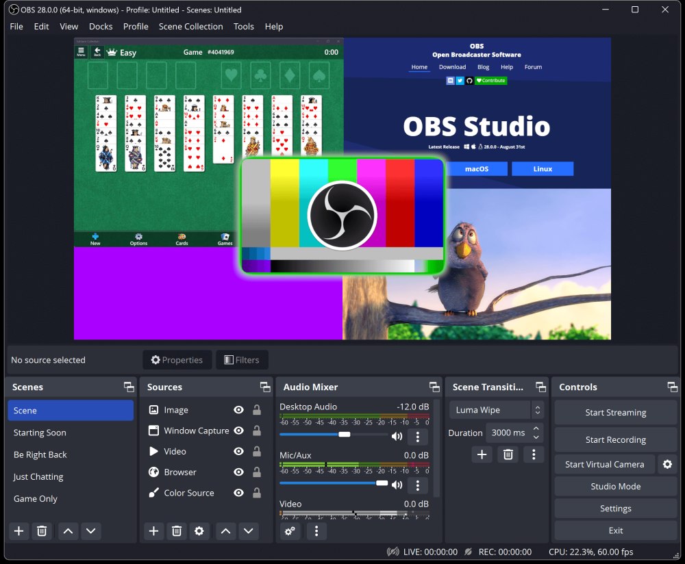Interfaccia OBS Studio
