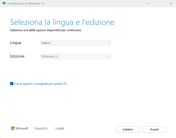 Download ISO Windows 11 con Media Creation Tool