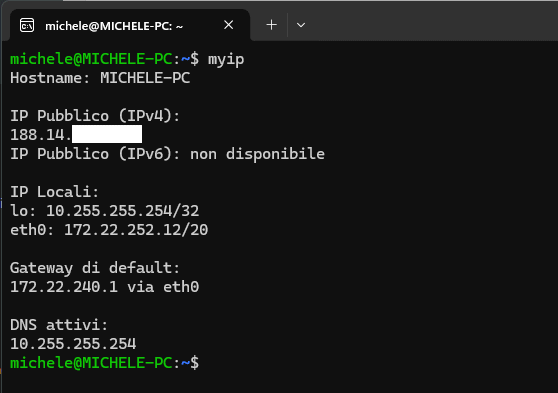myip alias su Linux