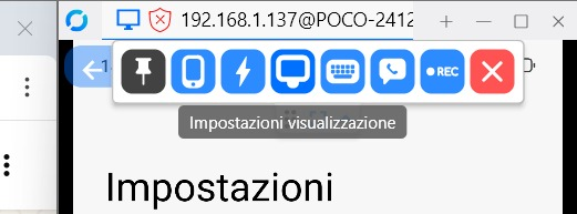 Scaling finestra Android terminale remoto