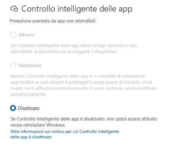 Prestazioni Smart App Control Windows 11