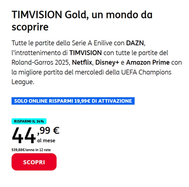 timvision gold offerta maggio 2025