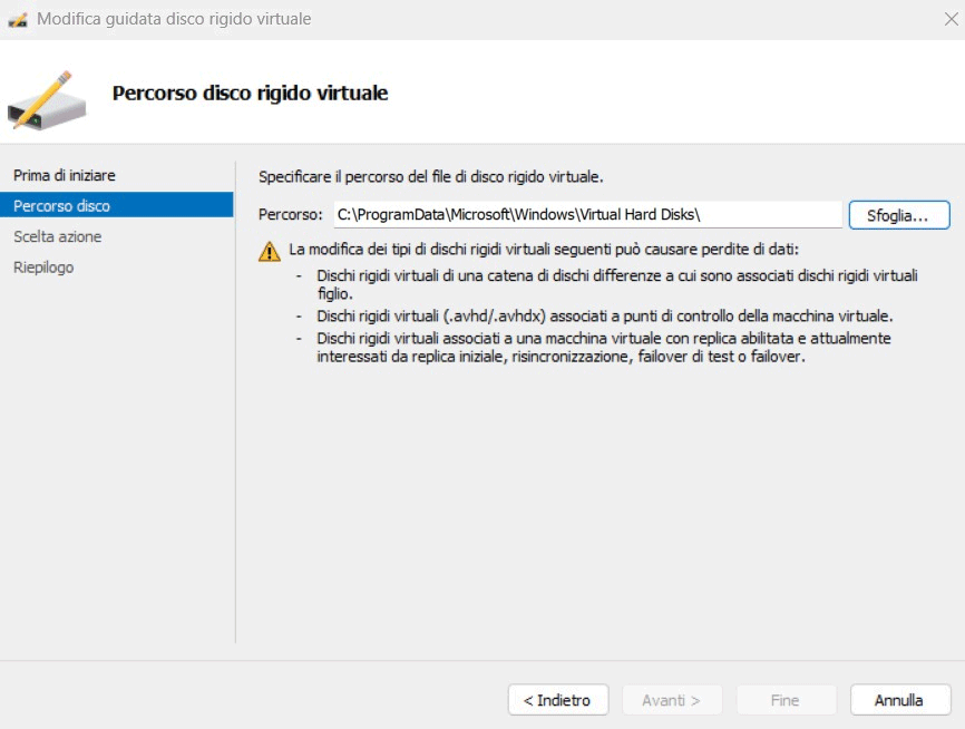 Unione disco rigido virtuale Hyper-V