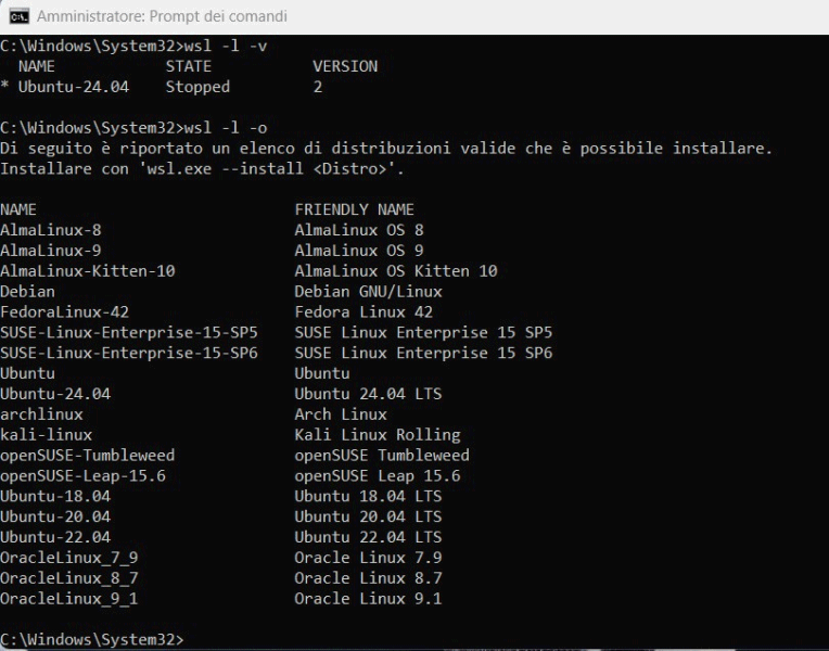 WSL con Fedora e Arch Linux