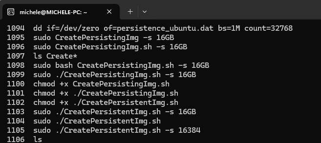 Cronologia comandi bash Linux e WSL
