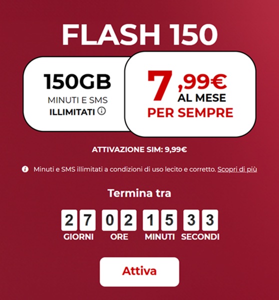 flash 150 iliad offerta