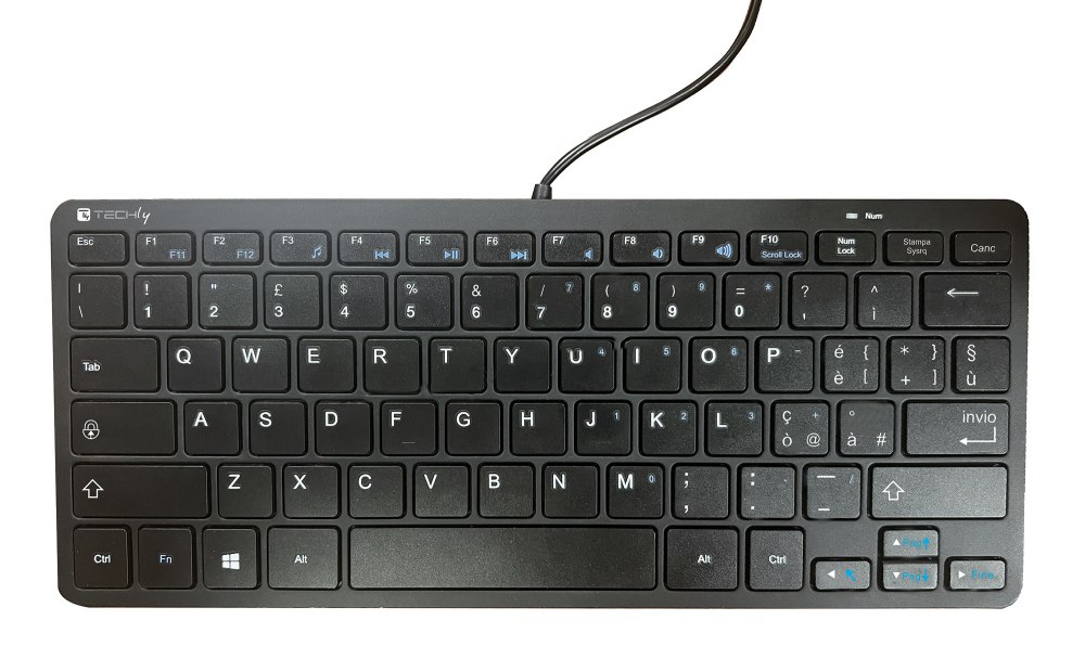 Mini tastiera USB Techly, vista frontale
