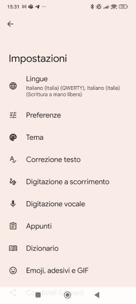 Impostazioni tastiera Android Google