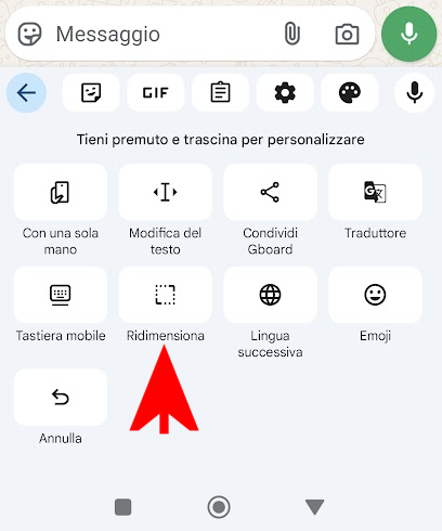 Ingrandire tastiera Android