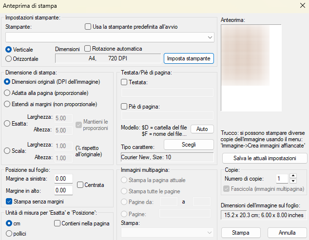 Stampare immagini con misure precise IrfanView