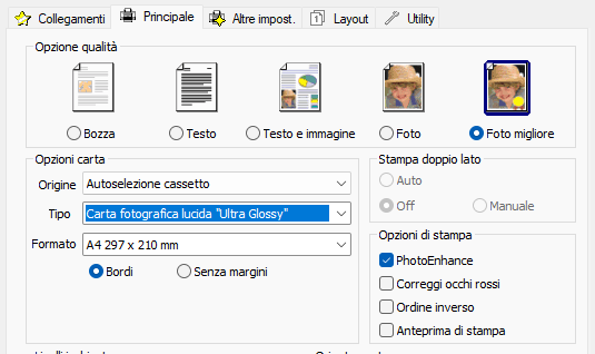 Personalizzazione qualità driver stampante