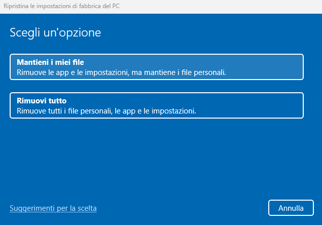 Reinstallare Windows 11 mantenendo i file personali