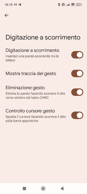 Digitazione a scorrimento tastiera Android