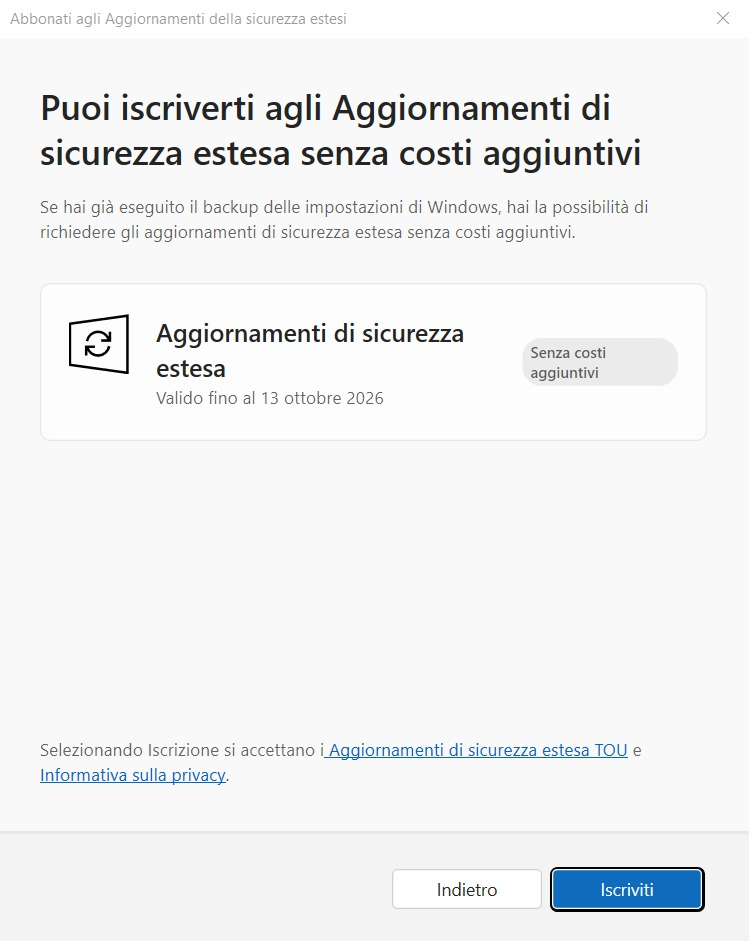 ESU Windows 10 gratuito